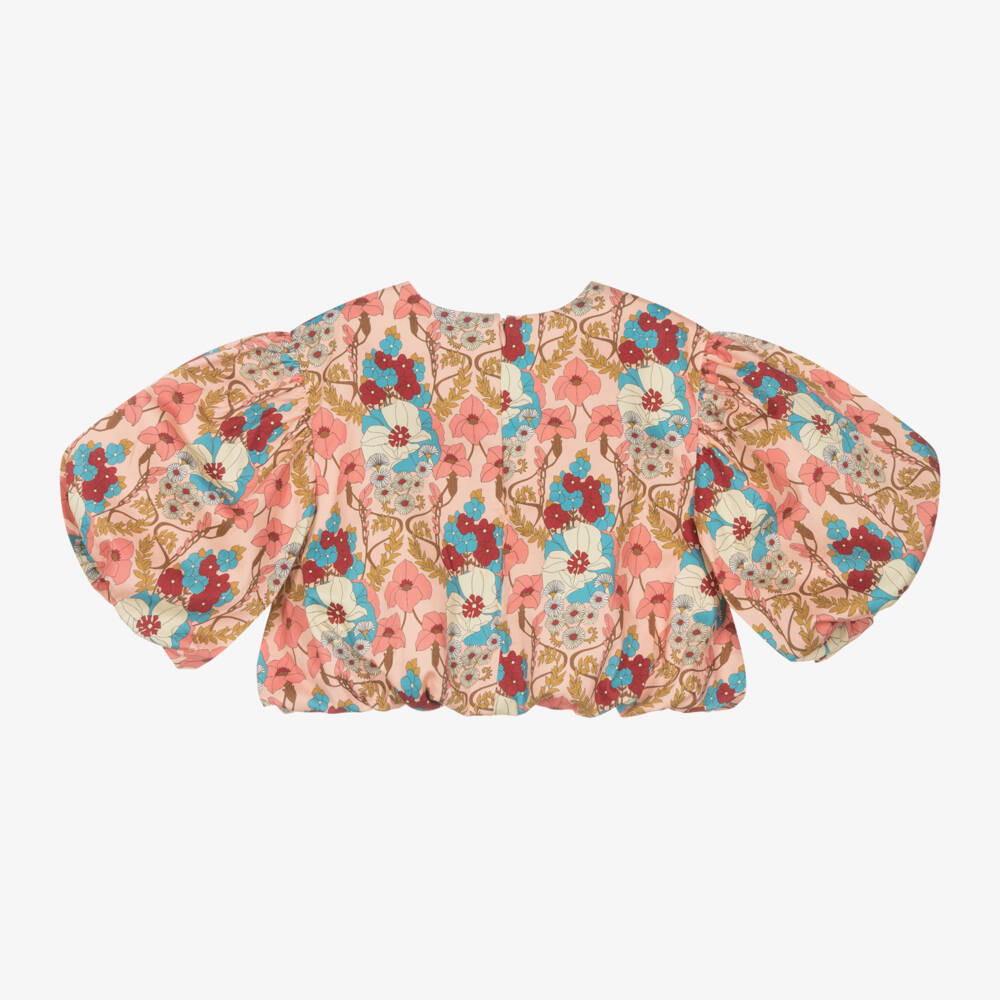 The Middle Daughter-بلوزة بطبعة ورود قطن لون زهري للبنات | Childrensalon Outlet