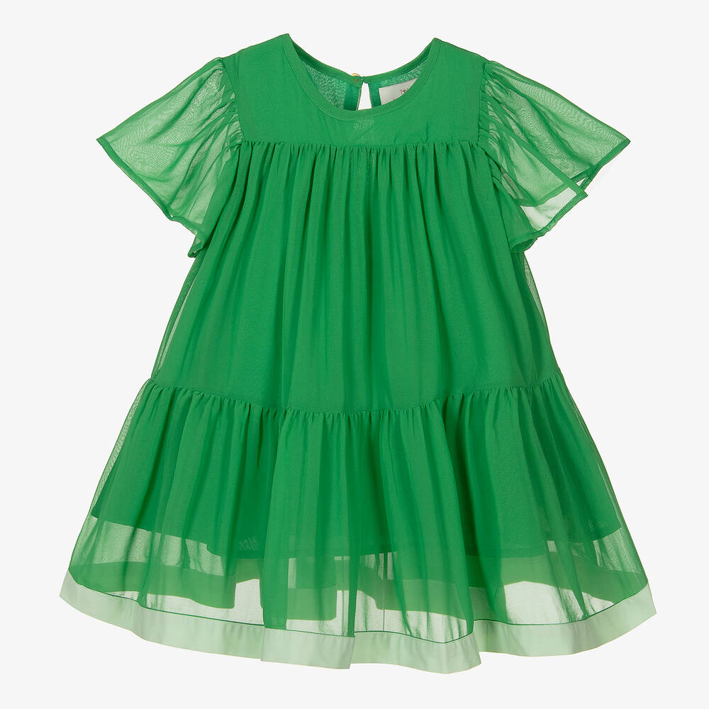 The Middle Daughter-Girls Green Chiffon Dress | Childrensalon Outlet