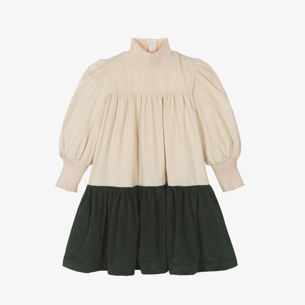 The Middle Daughter-Girls Ivory & Green Corduroy Dress | Childrensalon Outlet