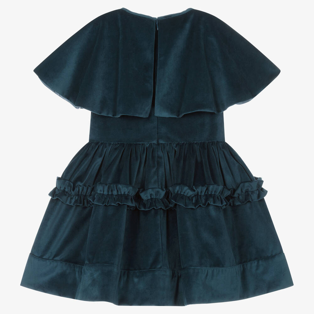 The Middle Daughter-Girls Navy Blue Velvet Dress | Childrensalon Outlet