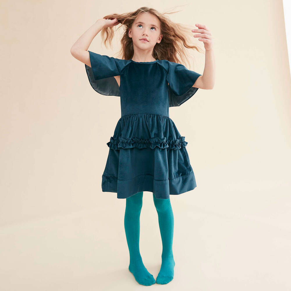 The Middle Daughter - Girls Navy Blue Velvet Dress | Childrensalon Outlet