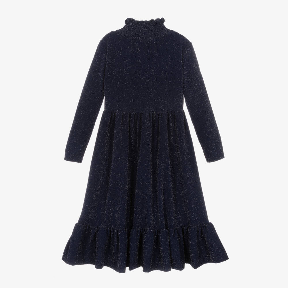The Middle Daughter-Girls Navy Glitter Tiered Dress | Childrensalon Outlet