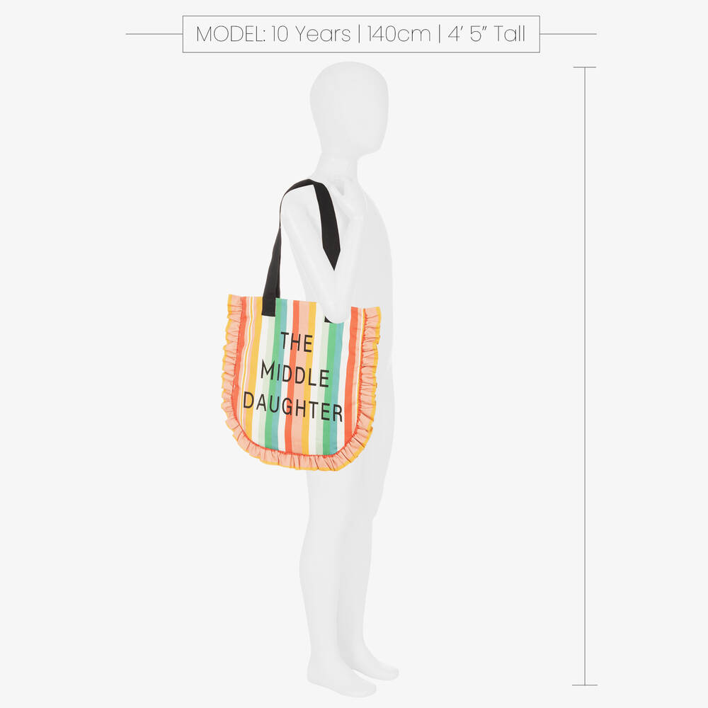 The Middle Daughter-Girls Pink Stripe Tote Bag (39cm) | Childrensalon Outlet