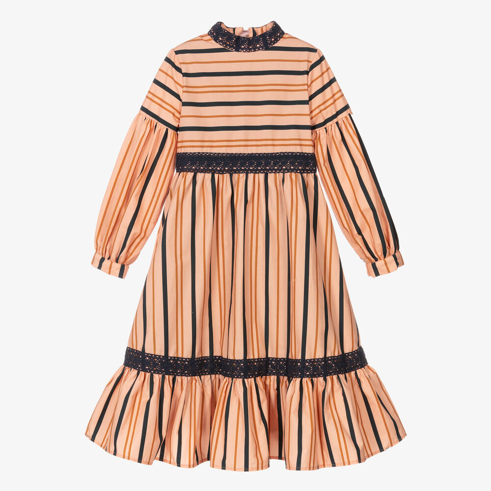 The Middle Daughter - Girls Pink Striped Dress | Childrensalon