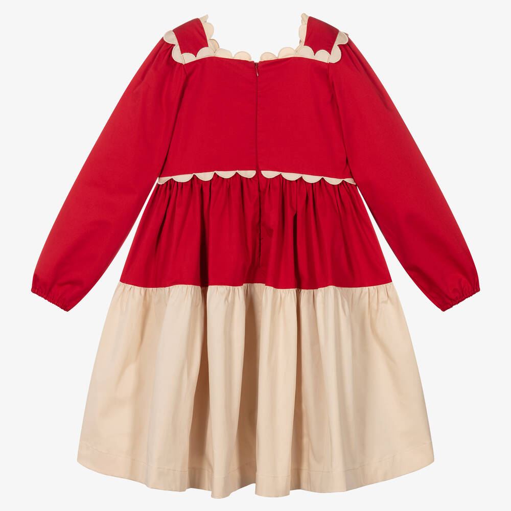 The Middle Daughter-Кремово-красное платье с фестонами | Childrensalon Outlet