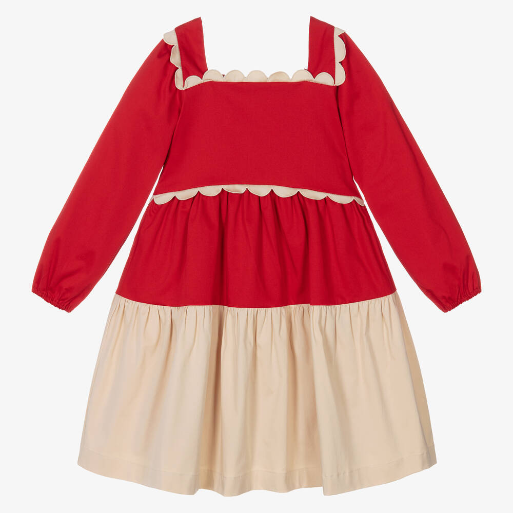 The Middle Daughter-Girls Red & Ivory Scallop Dress | Childrensalon Outlet