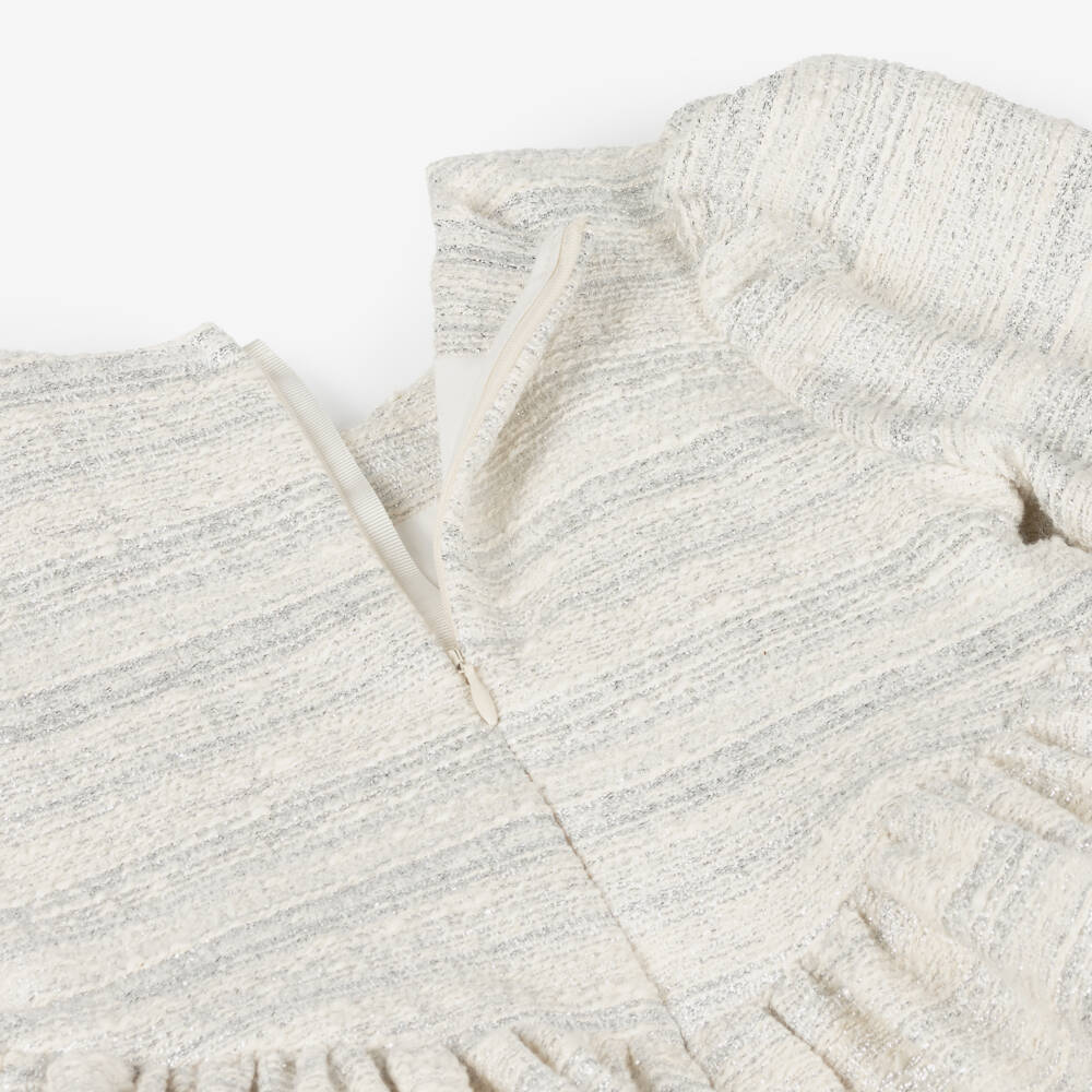 The Middle Daughter-Girls Silver Lurex Tiered Dress | Childrensalon Outlet