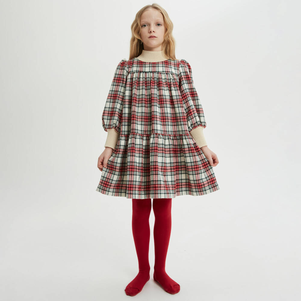 The Middle Daughter-Girls Tiered Red Check Dress | Childrensalon Outlet