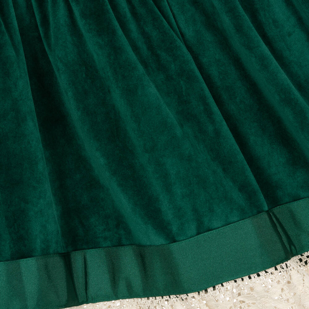 The Middle Daughter-Girls Velvet Skirt with Lace Hem | Childrensalon Outlet