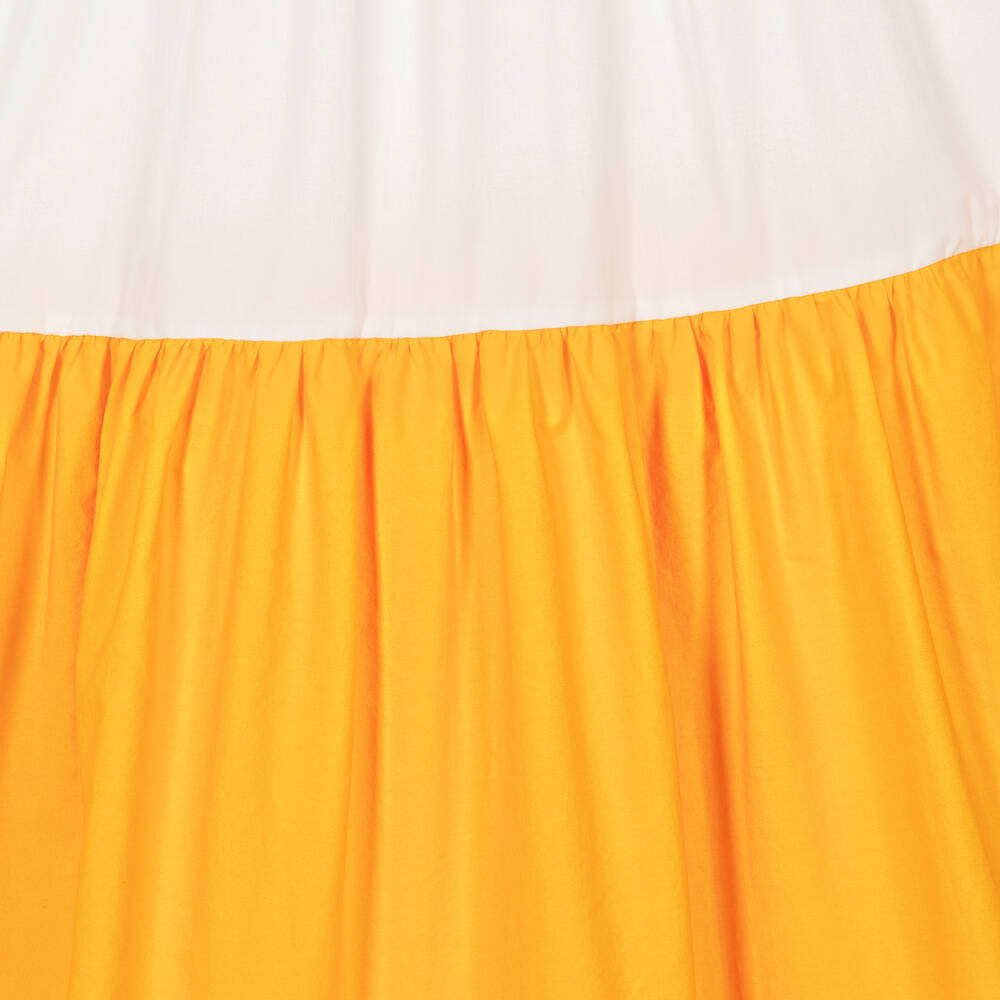 The Middle Daughter-Girls White & Orange Tiered Dress | Childrensalon Outlet