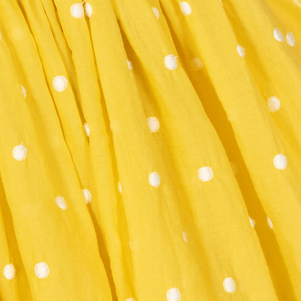 The Middle Daughter-Girls Yellow Cotton Polka Dot Dress | Childrensalon Outlet