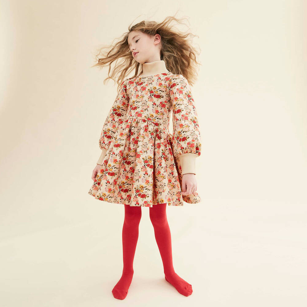 The Middle Daughter-Бежево-красное платье с цветами | Childrensalon Outlet