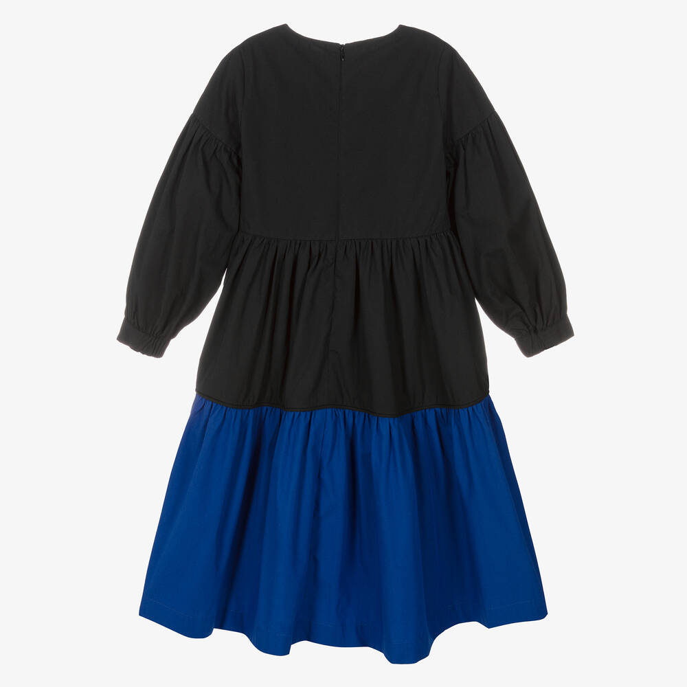 The Middle Daughter-Teen Girls Black & Blue Cotton Midi Dress | Childrensalon Outlet