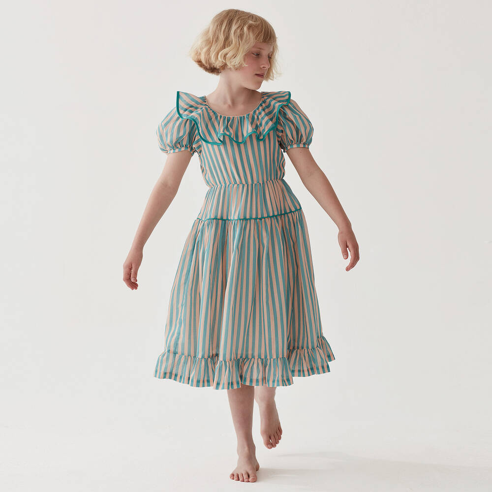 The Middle Daughter-Teen Girls Blue & Pink Striped Cotton Dress | Childrensalon Outlet