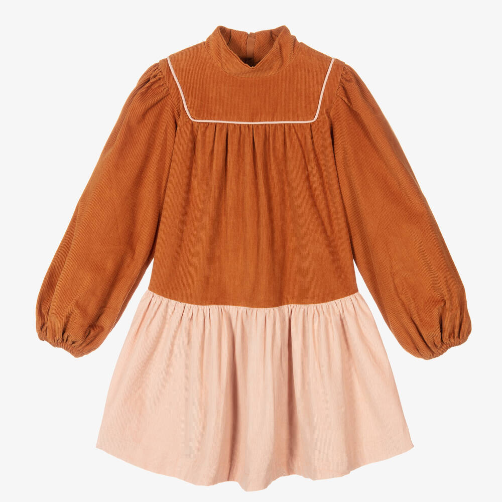 The Middle Daughter - Teen Girls Brown & Pink Corduroy Dress | Childrensalon