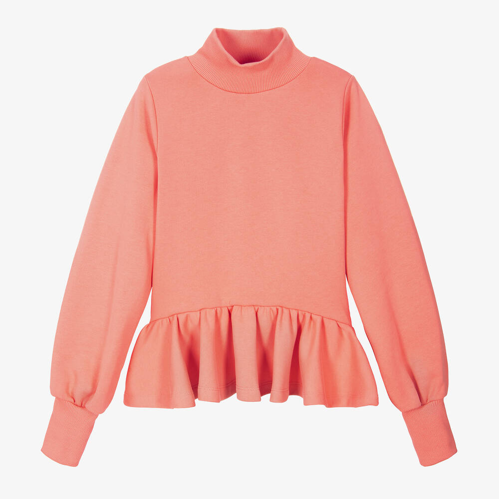 The Middle Daughter - Teen Girls Coral Pink Peplum Sweatshirt | Childrensalon