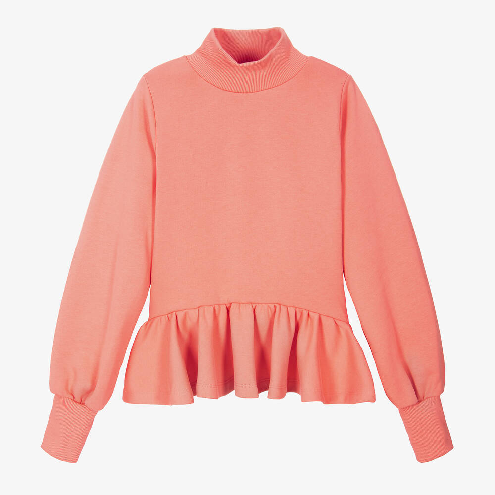 The Middle Daughter-Teen Girls Coral Pink Peplum Sweatshirt | Childrensalon Outlet