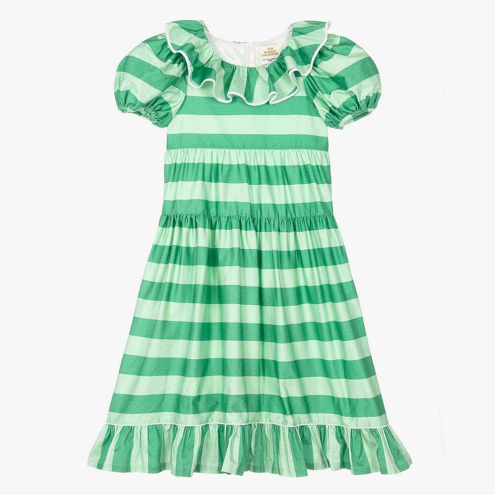 The Middle Daughter-Teen Girls Green Striped Cotton Dress | Childrensalon Outlet