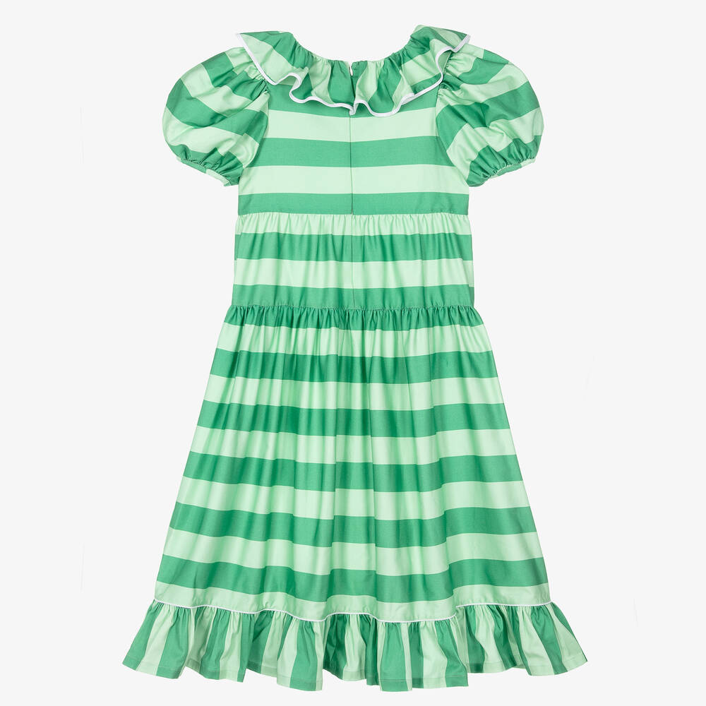 The Middle Daughter-Teen Girls Green Striped Cotton Dress | Childrensalon Outlet