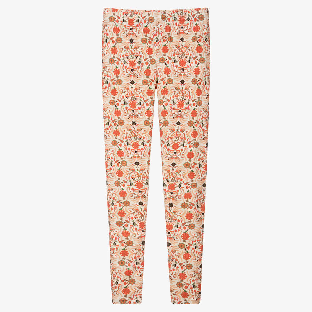 The Middle Daughter-Teen Girls Ivory & Orange Floral Leggings | Childrensalon Outlet