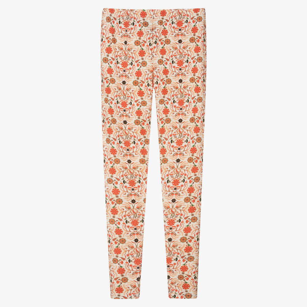 The Middle Daughter - Teen Girls Ivory & Orange Floral Leggings | Childrensalon