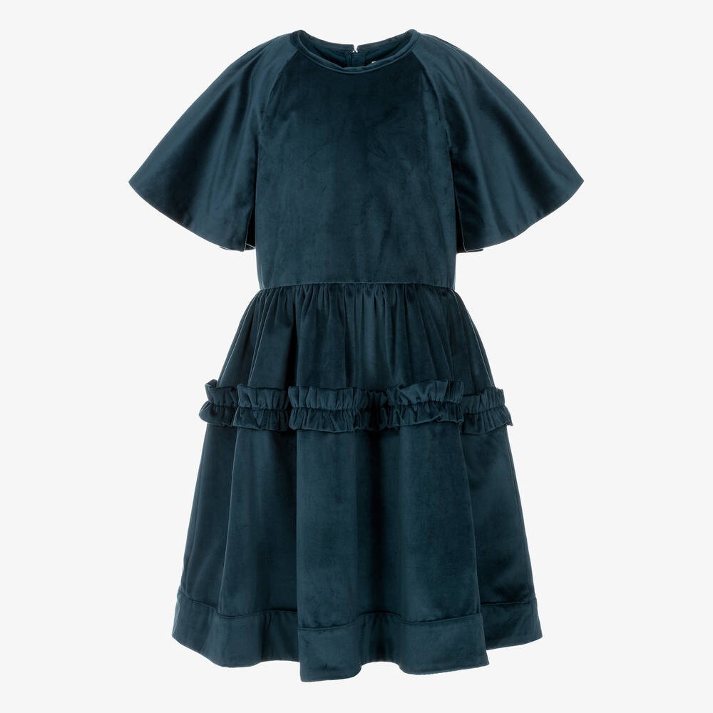 The Middle Daughter - Navyblaues Teen Samtkleid für Mädchen | Childrensalon