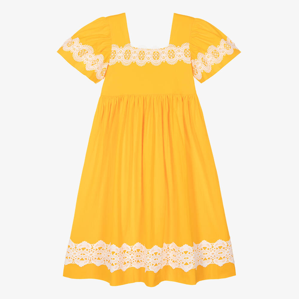 The Middle Daughter-Teen Girls Orange Cotton Dress | Childrensalon Outlet