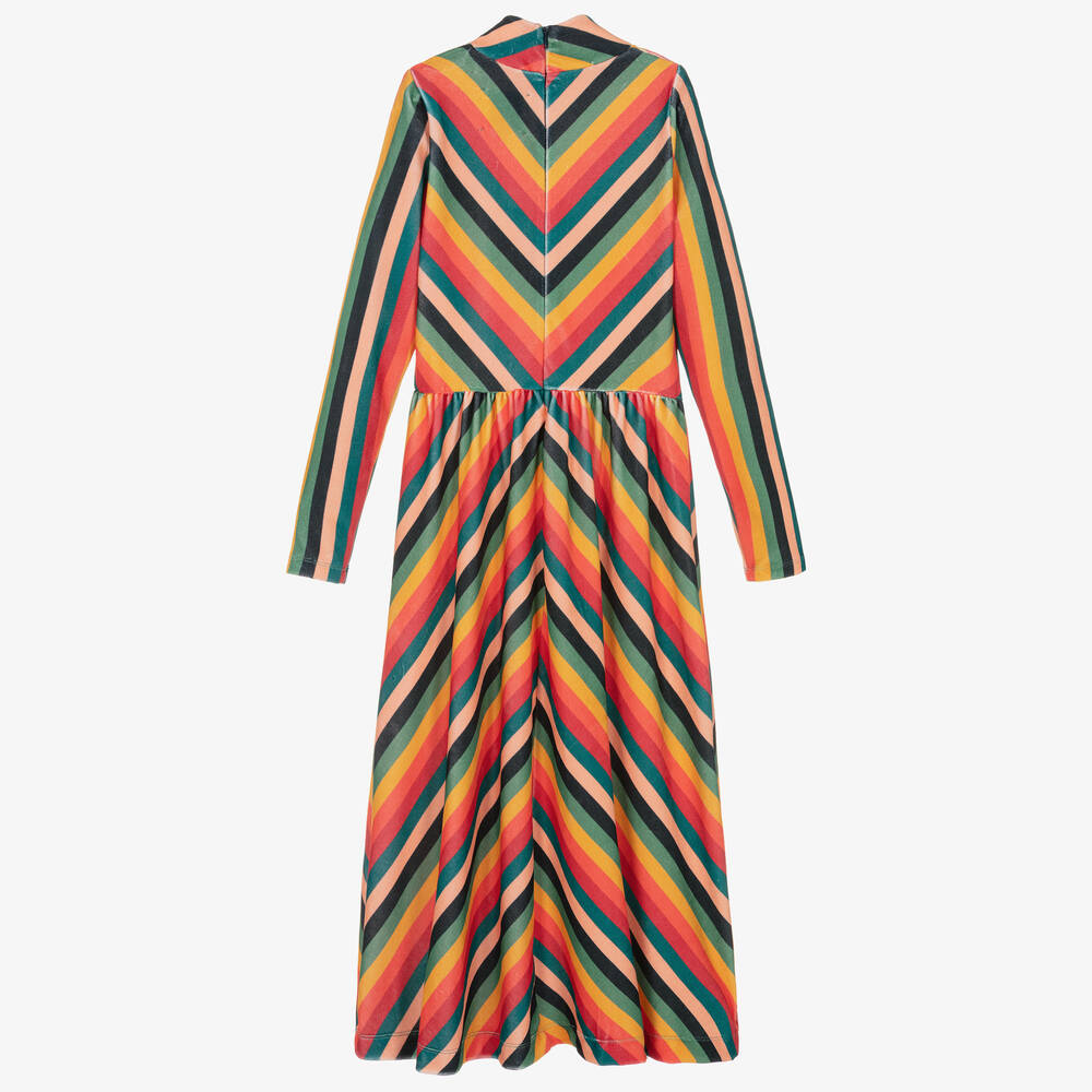 The Middle Daughter-Teen Girls Red & Green Striped Velour Dress | Childrensalon Outlet