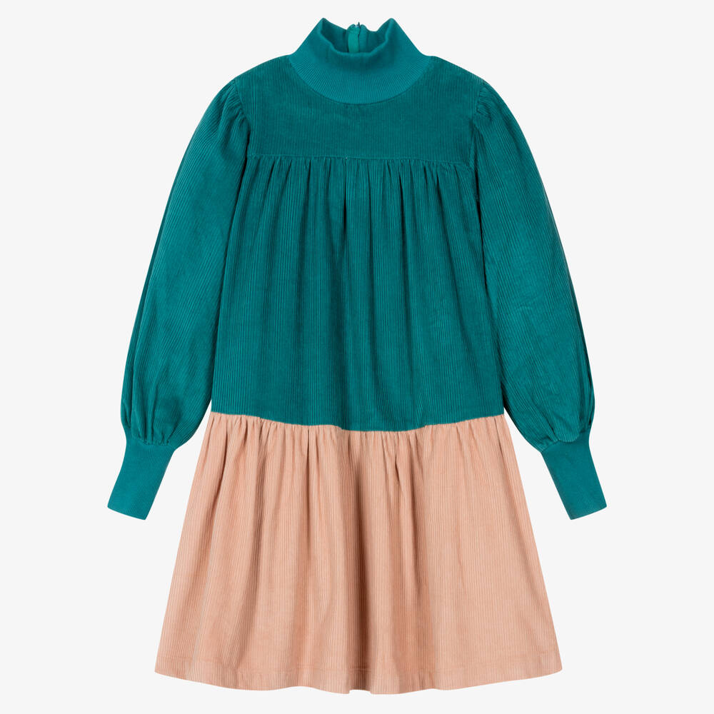 The Middle Daughter - Teen Girls Teal Blue & Pink Corduroy Dress | Childrensalon