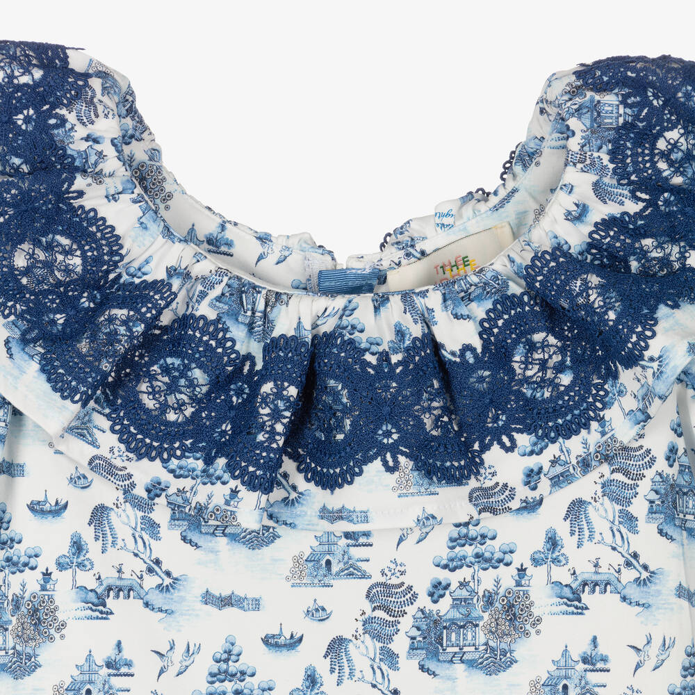 The Middle Daughter-Teen Girls White & Blue Willow Pattern Dress | Childrensalon Outlet