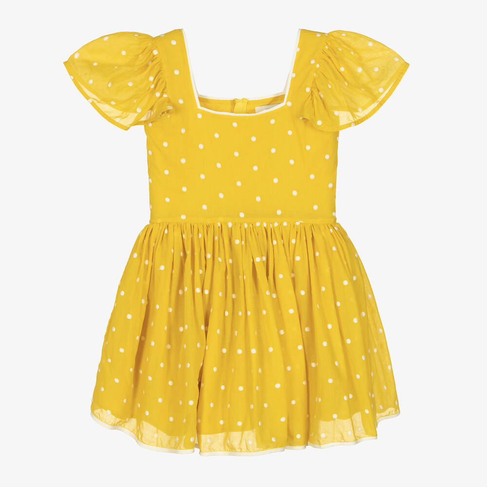 Kids yellow polka dot dress top