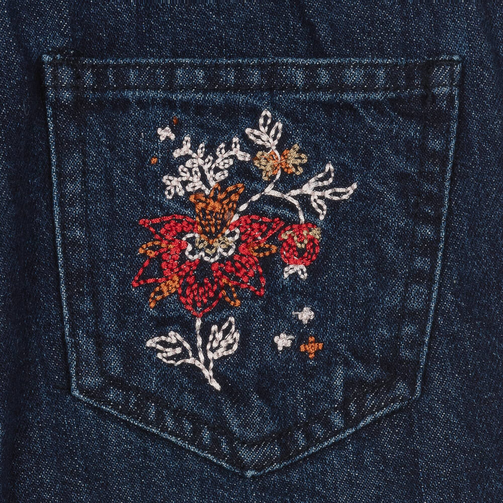 The New Society-Широкие синие джинсы для девочек | Childrensalon Outlet