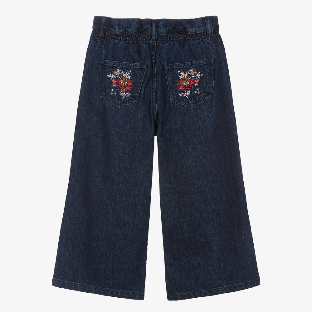 The New Society-Широкие синие джинсы для девочек | Childrensalon Outlet