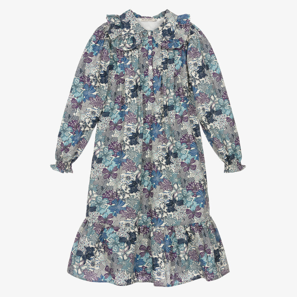 The New Society - Girls Blue Liberty Print Cotton Dress | Childrensalon