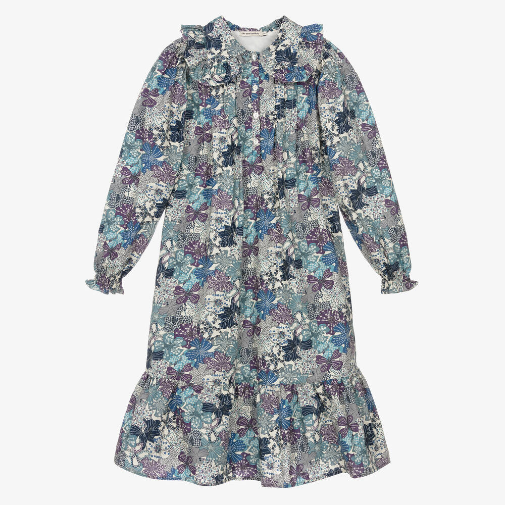 The New Society - Robe coton bleu à imprimé Liberty | Childrensalon