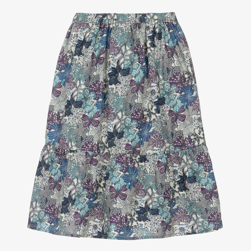 The New Society-Синяя хлопковая юбка с принтом Liberty | Childrensalon Outlet