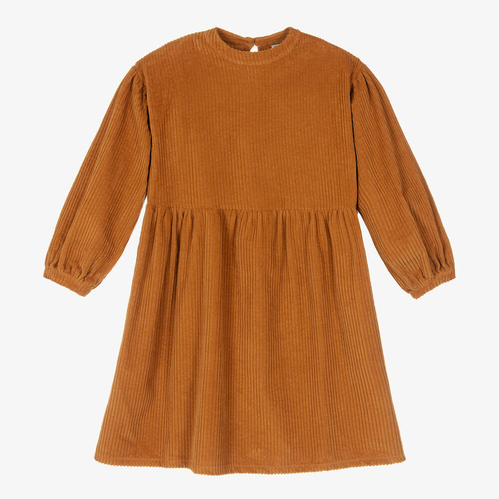 The New Society - Robe marron en velours côtelé Fille | Childrensalon