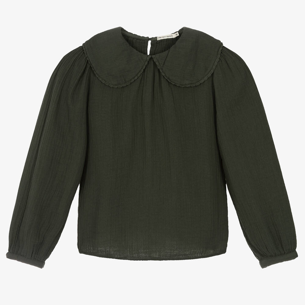 The New Society - Blouse à col verte en coton Fille | Childrensalon