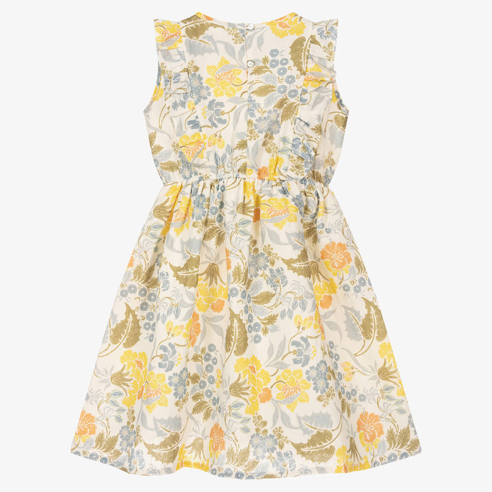 The New Society-Girls Ivory & Blue Botanic Dress | Childrensalon Outlet