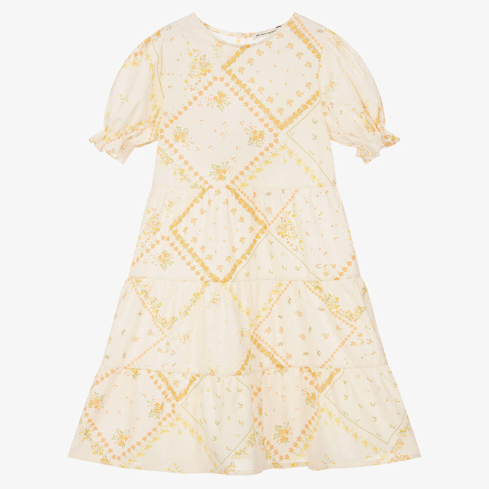 The New Society - Girls Ivory Floral Tea Dress | Childrensalon