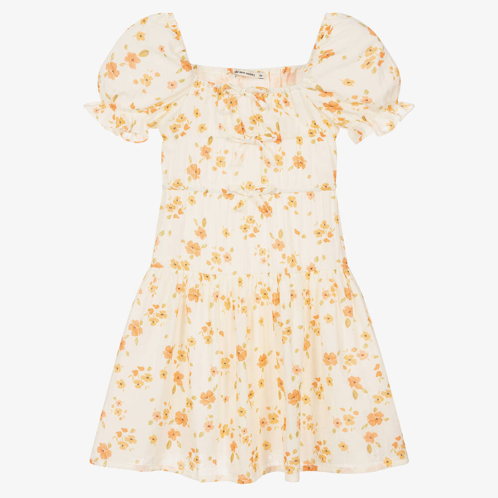 The New Society - Girls Ivory & Pink Floral Dress | Childrensalon