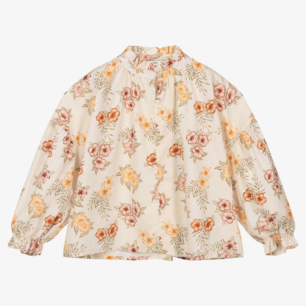 The New Society - Girls Ivory & Red Floral Blouse | Childrensalon