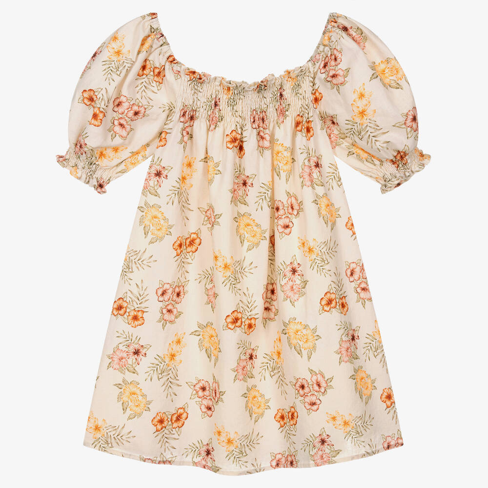 The New Society - Girls Ivory & Red Floral Dress | Childrensalon