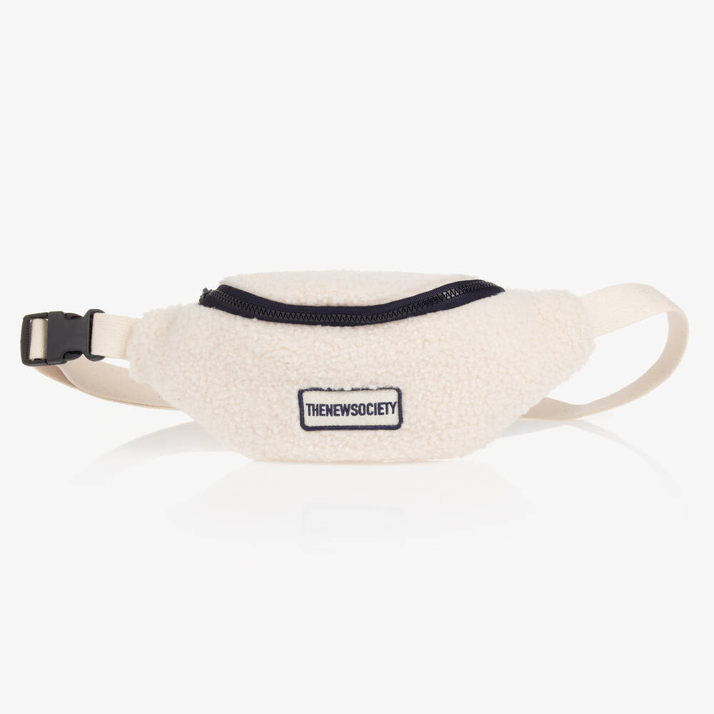 The New Society - Girls Ivory Sherpa Fleece Belt Bag (32cm) | Childrensalon