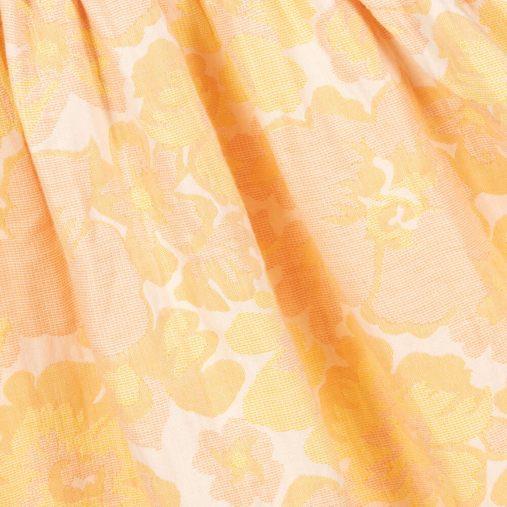 The New Society-Оранжевое жаккардовое платье с цветочным узором | Childrensalon Outlet