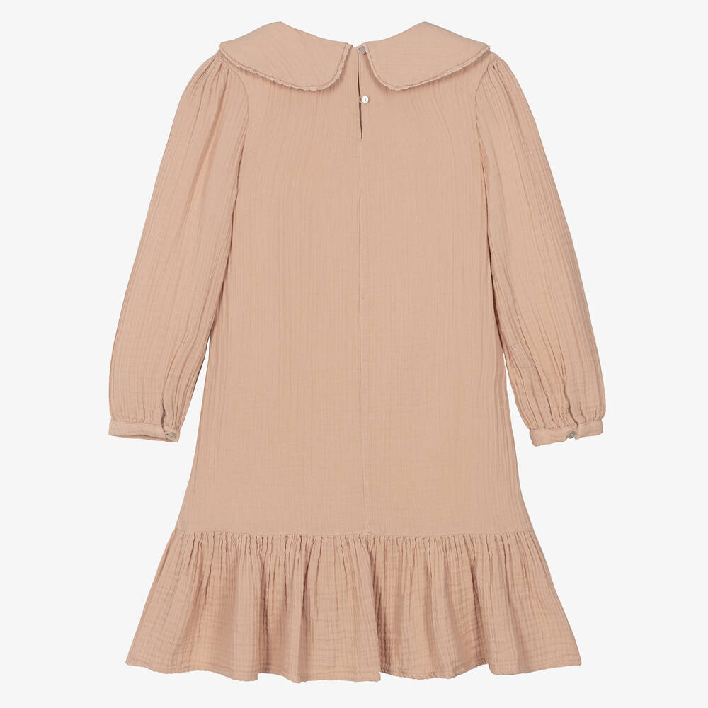 The New Society-Girls Pink Cotton Cheesecloth Dress | Childrensalon Outlet