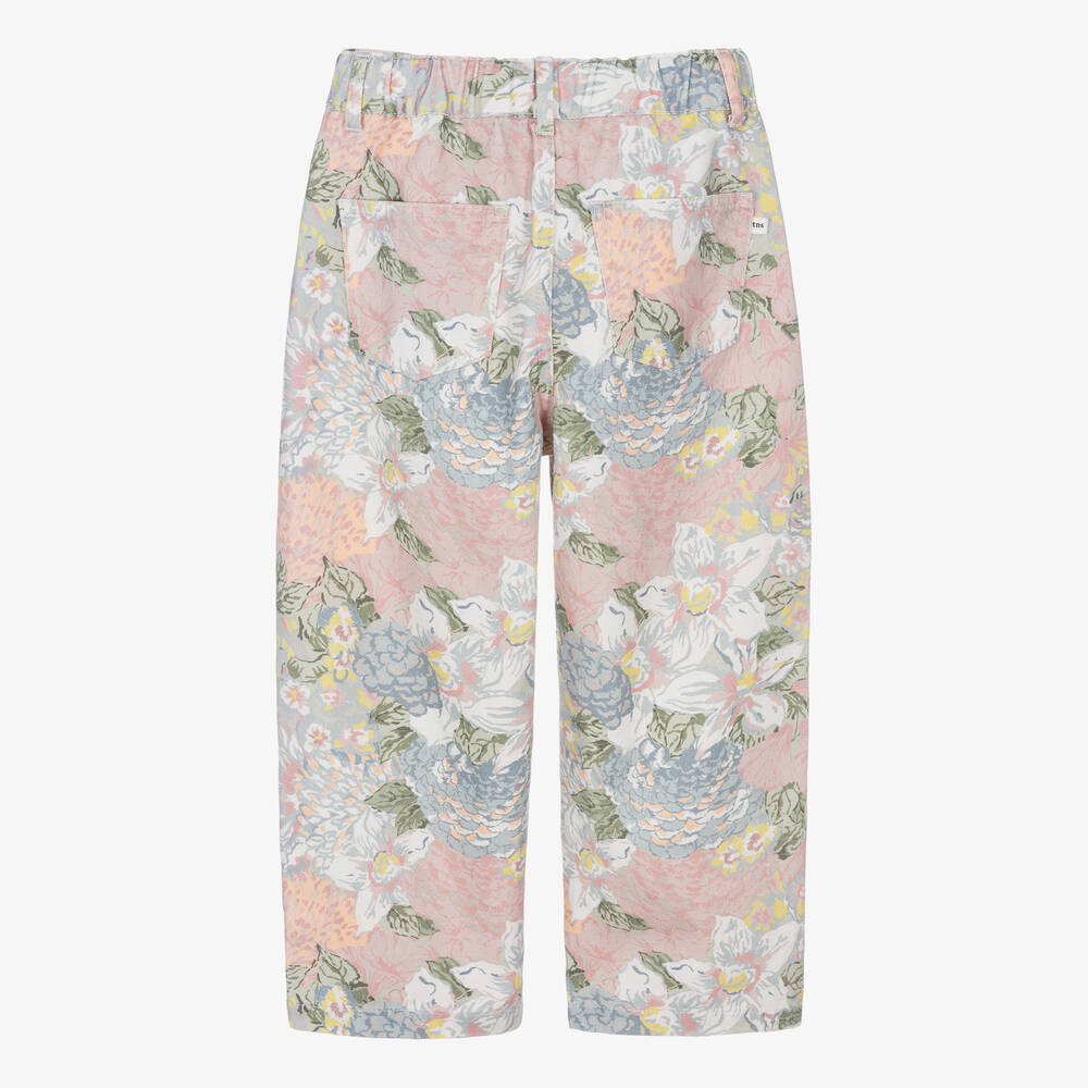 The New Society-Girls Pink & Green Cotton Floral Trousers | Childrensalon Outlet
