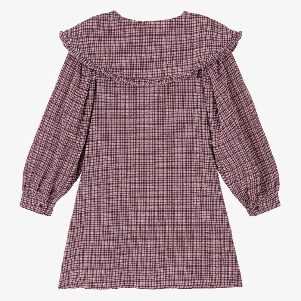 The New Society-Girls Pink & Purple Check Seersucker Dress | Childrensalon Outlet