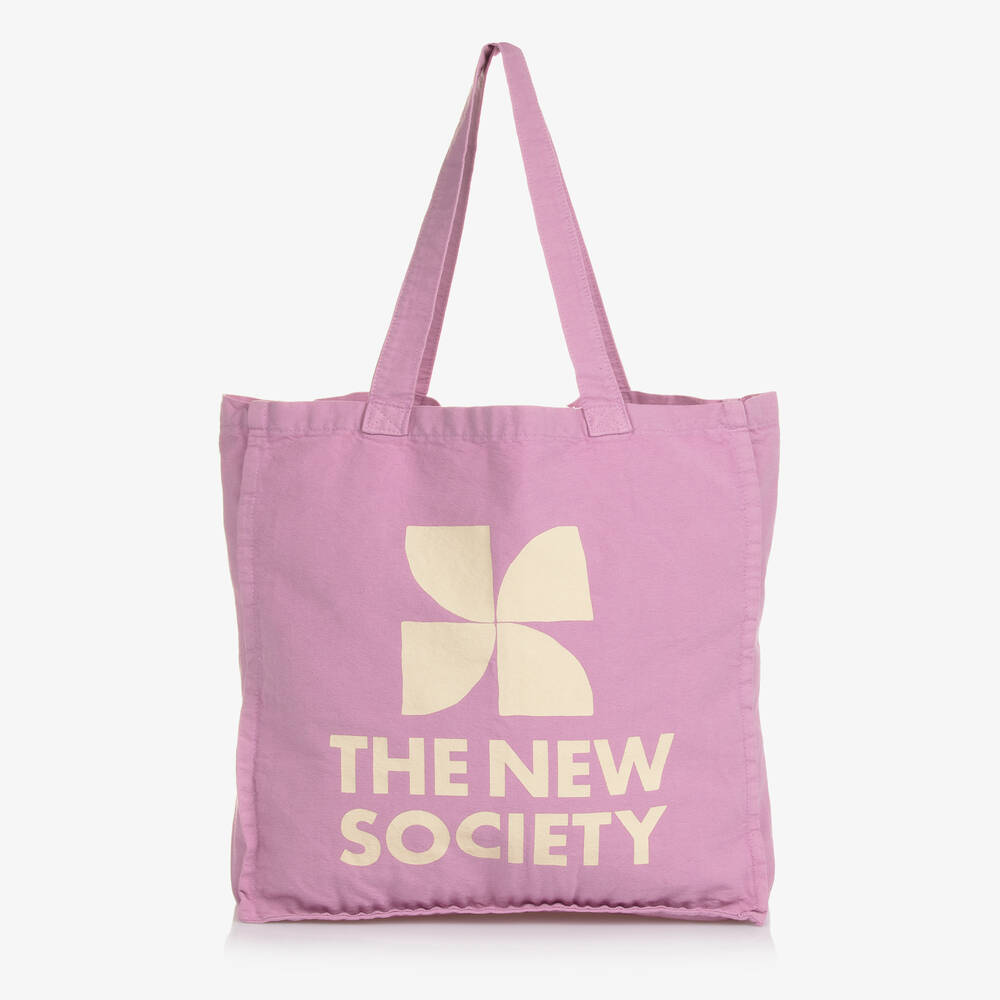 The New Society-Girls Purple Canvas Tote Bag (35cm) | Childrensalon Outlet