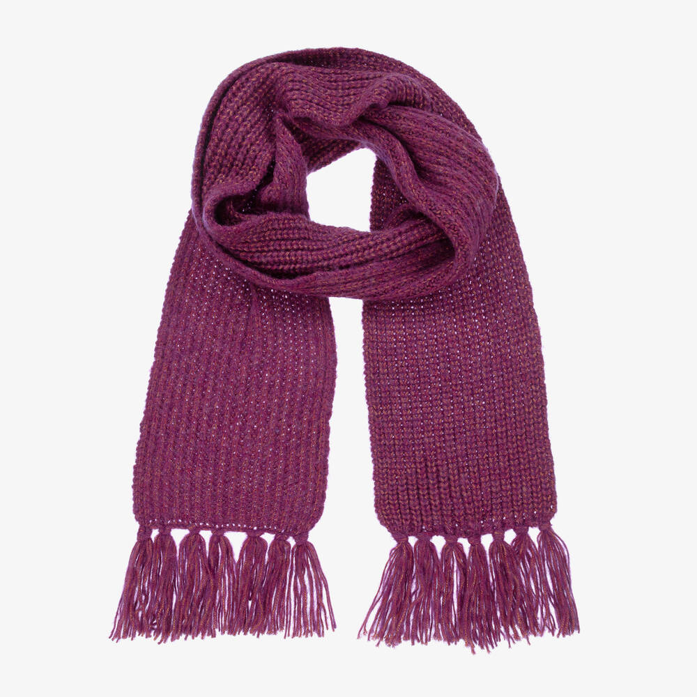 The New Society - Girls Purple Chunky Knit Scarf (230cm) | Childrensalon